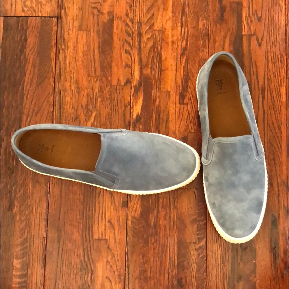 Frye Camille Slip, Blue Suede, Rubber Sole. Sz 9.